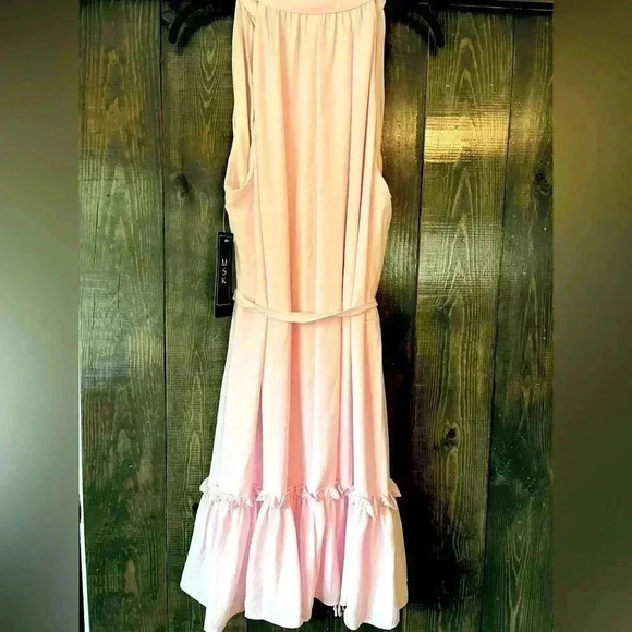 Elegant Pink‎ Sleeveless Ruffle Dress Cotton Candy Summer Party Cocktail L E2 - Picture 7 of 8